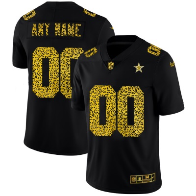 Dallas Cowboys Custom Men's Nike Leopard Print Fashion Vapor Limited NFL Jersey Black